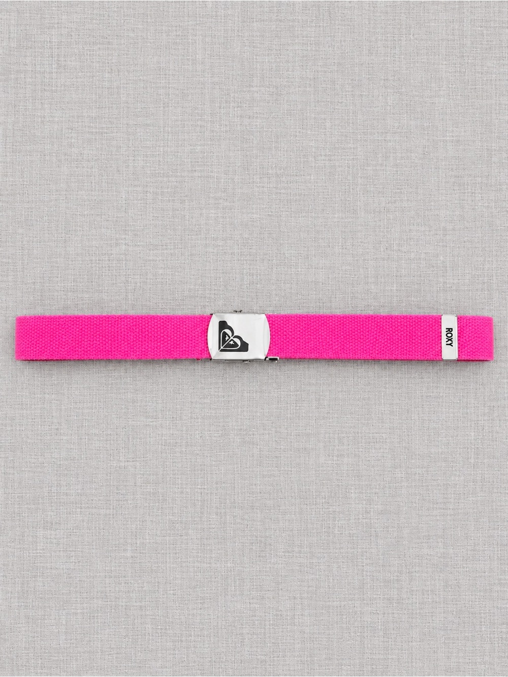 Roxy Bright Pink Webbing Belt with Silver Logo Buckle